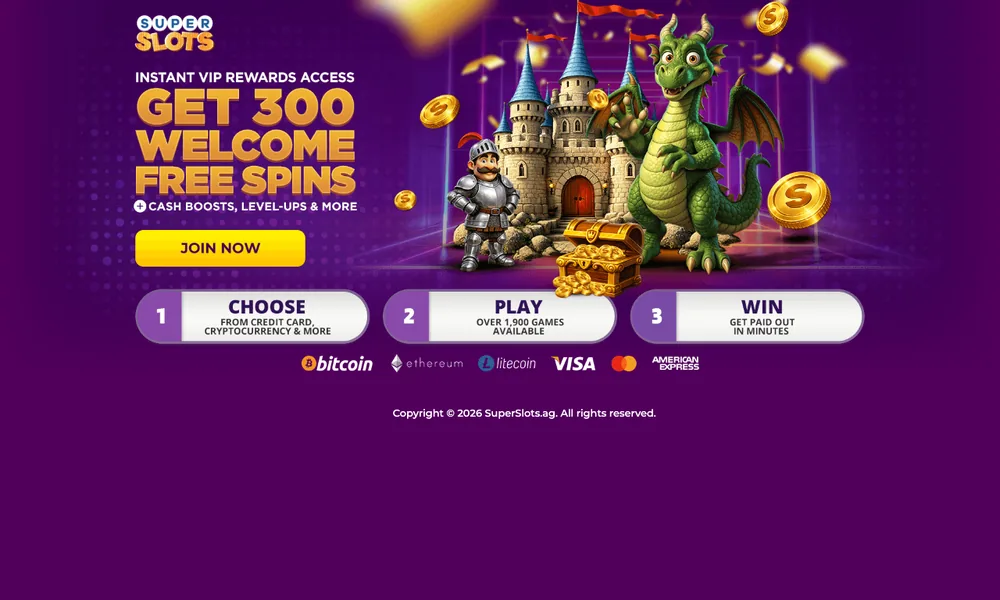 Super Slots casino site, as seen by Utah players